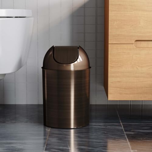 2.5 Gallon Bronze Swing Top Trash Can, Water Rust Dent Resistant