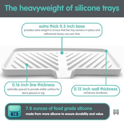 Silicone Soap Dish Tray and Sponge Holder with Drain Chute and Feet | 3-Way Sloped Design | Bathroom and Kitchen Sink Organizer Caddy (Vanilla Cream, 10"x4", 7.8 Ounces) - color: Vanilla Cream, size: 10"x4"