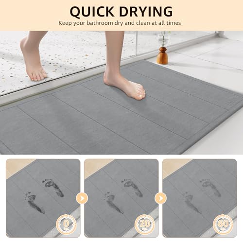 Yolife 32"x 20" Stone Bath Mat Large, Diatomaceous Earth Bath Mat for Bathroom, Super Absorbent Quick Drying Stone Shower Mat, Non-Slip Natural Diatomite Bathroom Floor Mat, Easy to Clean (Dark Grey) - color: Dark Grey