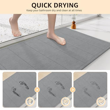 Yolife 32"x 20" Stone Bath Mat Large, Diatomaceous Earth Bath Mat for Bathroom, Super Absorbent Quick Drying Stone Shower Mat, Non-Slip Natural Diatomite Bathroom Floor Mat, Easy to Clean (Dark Grey) - color: Dark Grey