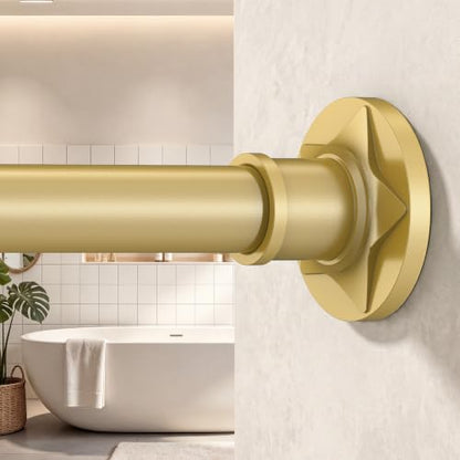 Gold Tension Shower Curtain Rod No Drilling Spring 30-84 In (7ft) Adjustable 1.1" Diameter Stainless Steel, Rustproof Heavy Duty for Window Patio Bathroom Closet - color: Gold, size: 30-84''