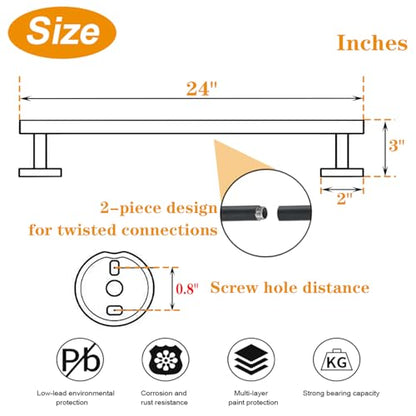 TocTen Bath Towel Bar - Thicken SUS304 Stainless Steel Bathroom Towel Holder, Towel Rod for Bathroom Heavy Duty Wall Mounted Towel Rack Hanger (24IN, Brushed Nickel) - color: Brushed Nickel, size: 24IN