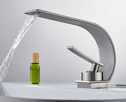 becola Modern Bathroom Faucet, Low Arc Brass Ceramic Valve Vanity Single Hole Bathroom Sink Faucet, Touch On Single Handle Hot and Cold Water Mixer Tap - Brushed Nickel - color: Brushed Nickel