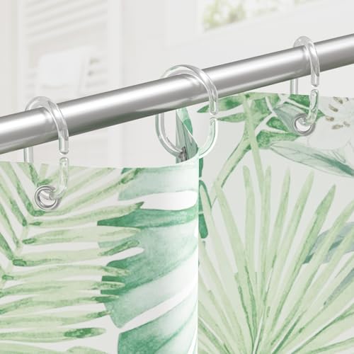 Plastic Shower Curtain Rings, Shower Curtain Hooks, 12 Pcs C Shaped Shower Hooks for Shower Curtain, Clear Shower Curtain Hooks for Bathroom - color: Clear-12pack