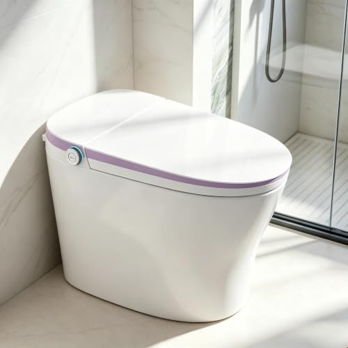 TOTTE Smart Toilet Bidet with Bidet Built-in, Auto Open/Close,1000 Gram MaP Flush Score, Foam Dispenser, Comfort Height, Dryer, Auto Flush, Heated Seat, One Piece Elongated Toilet (949B Purple) - color: 949B Purple