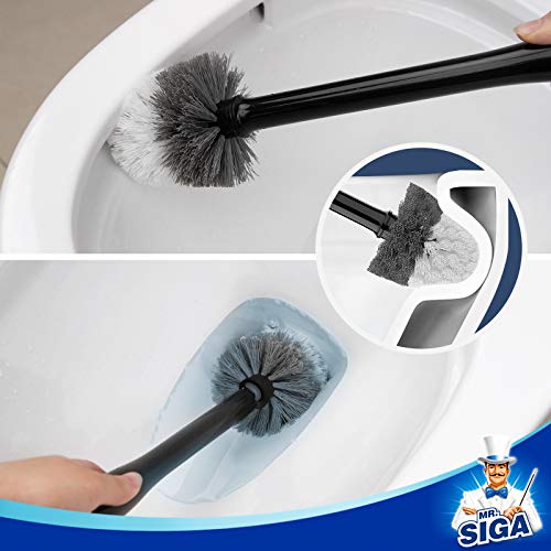 MR.SIGA Toilet Bowl Brush and Holder, Sturdy Long Handle, Black, 1 Pack | Automatic lid design, upgraded ventilation, replaceable toilet brush head dries quickly - color: Black, size: One Size