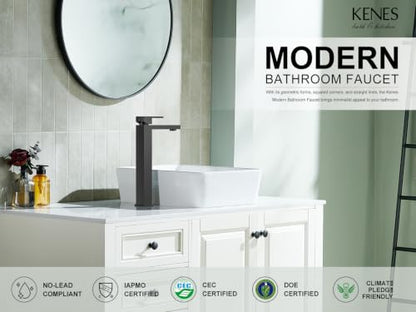 Matte Black Vessel Sink Faucet Single Hole, Tall Bathroom Sink Faucet | Vessel Bowl Faucet with Pop Up Drain & Supply Lines, Lead-Free cUPC & NSF Certified, 1 Hole Faucet for Vanity RV Restroom - color: Matte Black, size: Tall