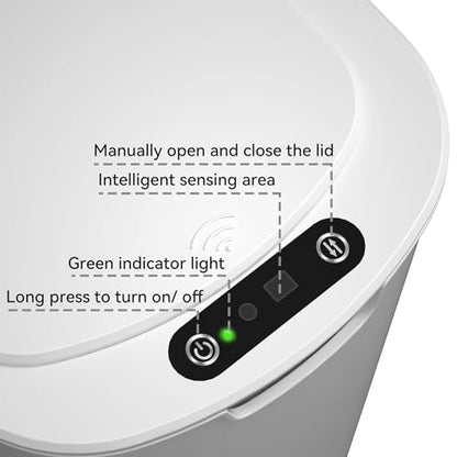 5 Gallon Motion Sensor Bathroom Trash Can Automatic Garbage Cans with Lid Touchless Smart Slim Plastic Trash Bin for Kitchen, Bedroom, Toilet, Office, Living Room - color: White