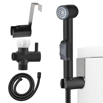 Matte Black Handheld Bidet Sprayer for Toilet - Durable ABS Bathroom Jet for Feminine Hygiene, Baby Cloth Diaper Washer & Pet Bathing - Lightweight Attachment with Hose, Easy DIY Installation