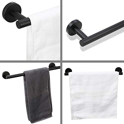 4 Pieces Bathroom Hardware Set-Towel Ring-Toilet Paper Roll Holder-Towel Hooks-Towel Bar Sets Heavy Duty SUS 304 Stainless Steel Wall Mount Bathroom Accessories,Matte Black - color: Matte Black-4