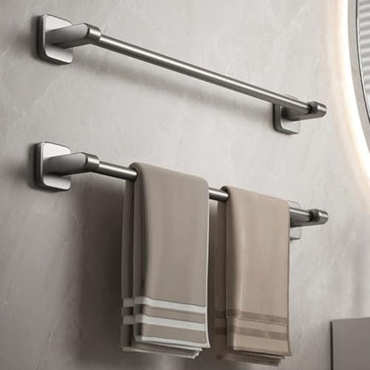 BESPORTBLE Punch-Free Adhesive Towel Bar for Bathroom Wall 50cm Gray Self Adhesive Towel Rack Single Rod Holder for Kitchen and Shower Door