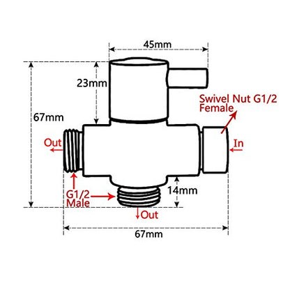 Brass Shower Arm Diverter Valve for Hand Held Showerhead and Fixed Spray Head,G 1/2 3-Way Bathroom Universal Shower System Replacement Part(Polished Chrome) - color: Chrome