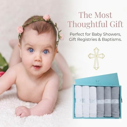 elves Bamboo Viscose Face Cloth - Soft Washcloths for Baby & Adult - Organic Wash Clothes for Body and Face 10'' x 10'' - Reusable Makeup Remover Face Towel - Set of 6 (White) - color: White