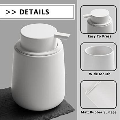 Soap Dispenser Ceramic with Easy-to-Press Pump Hand Lotion Liquid Dispenser for Shampoo Bathroom Kitchen 12 oz White - color: Liquid-white