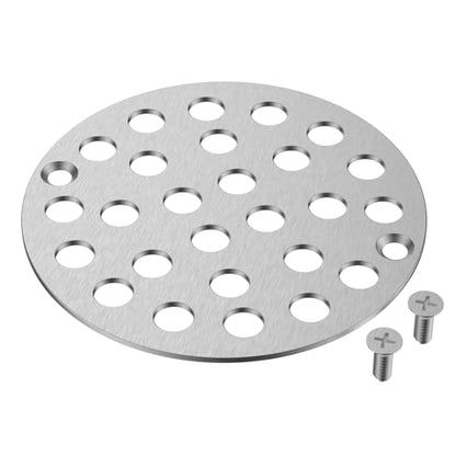 EXF 4 Inch Screw in Round Shower Floor Drain Cover, Stainless Steel Replacement Shower Drain Strainer Hair Catcher Brushed Nickel - color: Nickel-round
