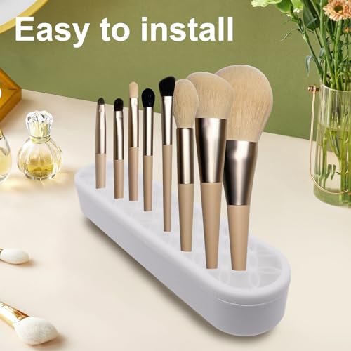 1Pcs White Makeup Brushes Holder Silicone Make Up Brush Holder Stand Makeup Vanity Brush Holders for Painting Pen Brushes Nail Clippers Drill Pens Ruler Sewing Craft Tools - color: White