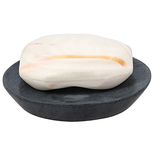 Ajuny Grey Self Draining Soap Dish Waterfall Stone Soap Saver Tray Holder | Soap Saver Tray Natural Stone Plate for Kitchen Countertop Shower Bathroom Accessories Non-Slip Keep Dry Easy Clean Grey 5 In - color: Grey