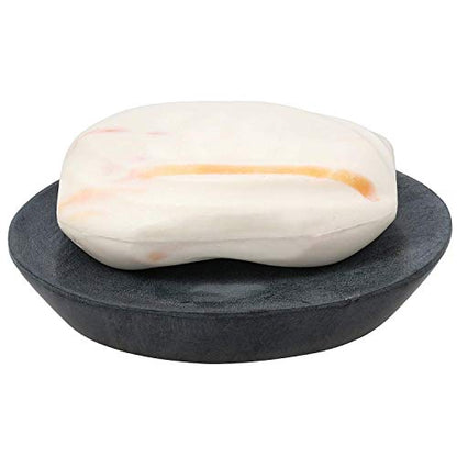 Ajuny Grey Self Draining Soap Dish Waterfall Stone Soap Saver Tray Holder | Soap Saver Tray Natural Stone Plate for Kitchen Countertop Shower Bathroom Accessories Non-Slip Keep Dry Easy Clean Grey 5 In - color: Grey