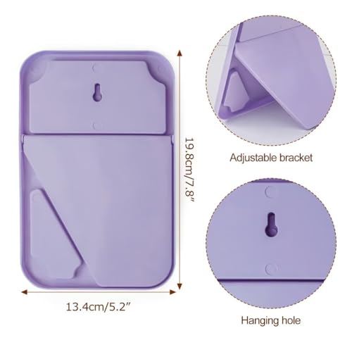 8-Inch Table Desk Vanity Makeup Mirror, Simple Portable Travel Mirror with Stand, Standing and Wall Hanging Dual-use, Purple - color: Purple