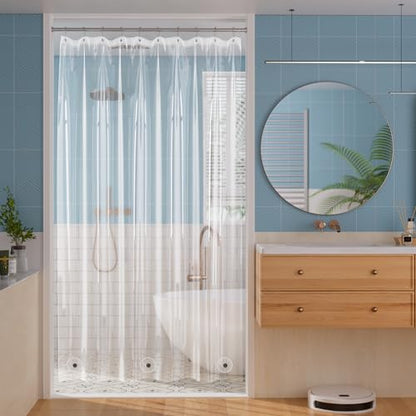Titanker Shower Curtain Liner 60x72, Clear Plastic Shower Liner Lightweight PEVA Waterproof Shower Curtains for Bathroom with Magnets and Rustproof Grommet Holes - color: Clear, size: 60"W x 72"L (Pack of 1)