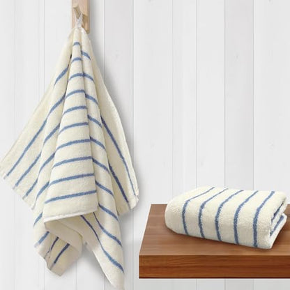VOOVA & MOVAS Blue Striped Hand Towels 2 Pack, 100% Cotton, 13x28 in | Suitable for Bathroom & Kitchen Daily Use, Hanging Loop, 420GSM Medium Weight, Ultra Absorbent, Soft & Durable - color: Blue Stripe