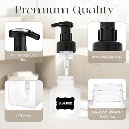 30 pcs 8.5 oz Foaming Soap Dispenser Plastic Foaming Pump Bottle, Refillable Dispenser with Plastic Pump, Empty Hand Bottles for Liquid Soap, Shampoo, Bathroom,Hotel,Restaurant (30, Transparent) - color: Transparent, size: 30