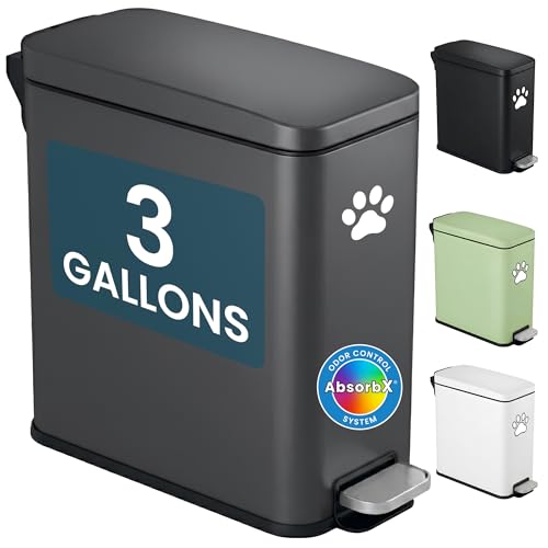 iTouchless 3 Gallon / 12 Liter Outdoor Pet Waste Bin with AbsorbX Odor Filter - Stainless Steel Garbage Can with Lid & Pedal - Small Trash Can for Patio, Deck, Yard, and Garage, Matte Gray - color: Matte Gray
