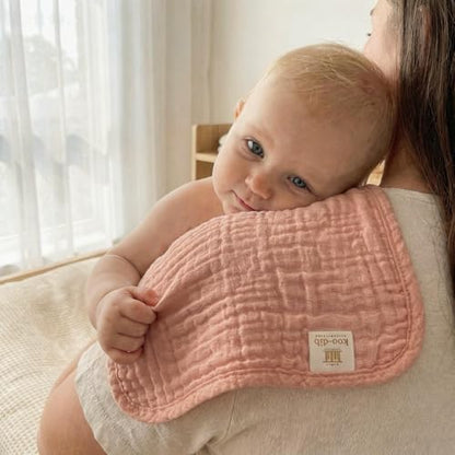 10 Pack Baby Washcloths - Soft Face Muslin Burp Cloths for Baby Towels, Absorbent Bath Wash Cloths, Wipes, Burp Rags - Toddlers Essentials Stuff, Baby Registry Search as Shower -11.8"x11.8" - color: Pink-10Pack-Binding