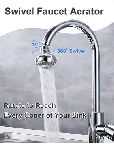 360° Swivel Kitchen Faucet Aerator,Anti-Splash Dual-function Kitchen Faucet Sprayer Attachment,Large-diameter Shower Head Sink Aerator,Water Saving,Engineering Plastic PA66-3 Inch - style: SHORT