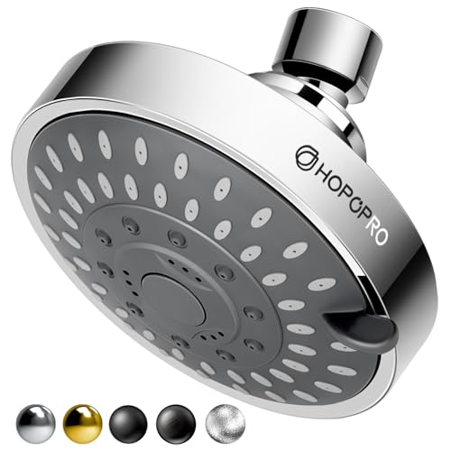 High Pressure Shower Head, HOPOPRO 5-Mode Fixed Showerhead, NBC Recommended | The Washington Post, NBC News, Today TV Show Recommended, Consumer Reports Tested High Flow Fixed Shower Head (4 Inch Chrome) - color: Chrome, style: 4 Inch Modern