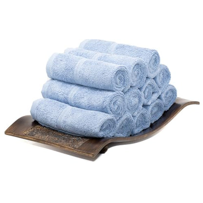 Mosobam Turkish Washcloths, 12 Pack, 13 x 13 in, 700 GSM, Allure Blue | 12 washcloth face towels, 13 x 13 in, 700 GSM bamboo-viscose and Turkish cotton blend, plush, absorbent and woven in Turkey - color: Allure Blue, size: Washcloths, Set of 12