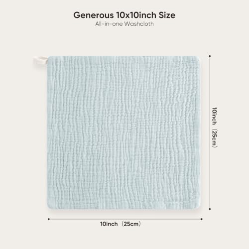 Bearmoss 12 Pack Baby Muslin Washcloths, 100% Cotton 10"x10" Face Towels | Soft Absorbent Bath Wash Cloths and Burp Cloths for Newborn Infants Kids Girls & Boys (Blue Gray) - color: Blue Gray