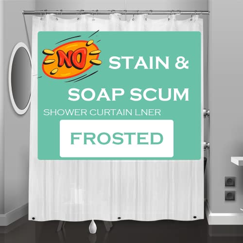 Frosted Plastic Shower Curtain Liner, 72x72 Inch Lightweight Translucent Plastic Bathroom Shower Showroom Inner Curtain with Rustproof Metal Grommet Holes and Weighted Magnets - color: A02-frosted, size: 72"W x 72"L (Pack of 1)