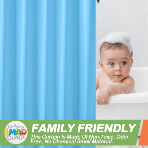 2 Pack | Light Blue Plastic Shower Curtain Or Liner, 72x72 Inch Lightweight Plastic Bathroom Shower Showroom Inner Curtain with Rustproof Metal Grommet Holes and Weighted Magnets - color: Light Blue