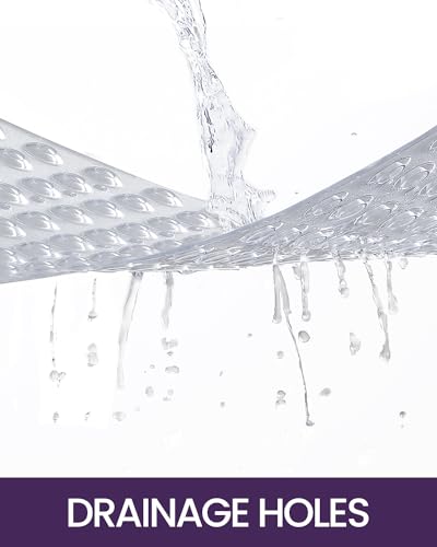 DEXI Bathtub Mat Non Slip 16x35, Shower Floor Mats for Bathroom Bath Tub | Clear Washable Oval Bathmat, Suction Cups and Drain Holes to Keep Tubs Clean - color: Clear