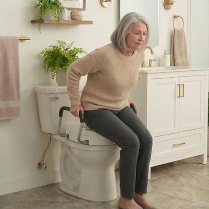 NOVA Toilet Seat Riser with Arms – Adds 5” Height, Raised Toilet Seat with ON/Off Front Lock, Adjustable & Removable Padded Arms (17.75”–20”), 300 lb Capacity, Safety Aid for Seniors - style: With Arm