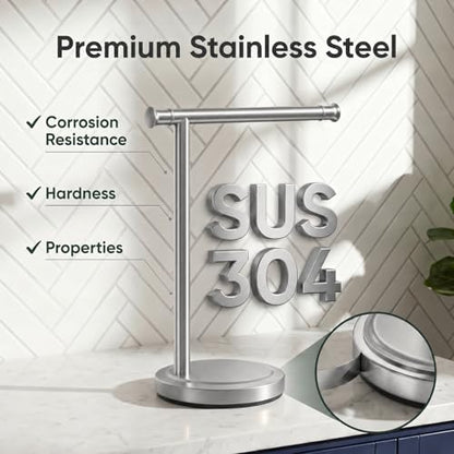 Hoimpro Hand Towel Holder Stand Towel Bar Rack Countertop Brushed Nickel | Free Standing Towel Hanger Ring for Bathroom Kitchen Vanity Counter,13 Inch, Stainless Steel, RustProof, Bath Accessories - color: Brushed Nickel