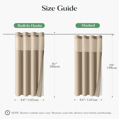 Beige Hook Free Waffle Shower Curtain & Snap-in Fabric Liner,54x81 | Less Time to install, 3 in 1 Fabric Shower Curtain and Liner Set with Magnets, Stall, Long, Shower Curtains for Bathroom - color: B Beige, size: 54"W x 81"L (Pack of 1)