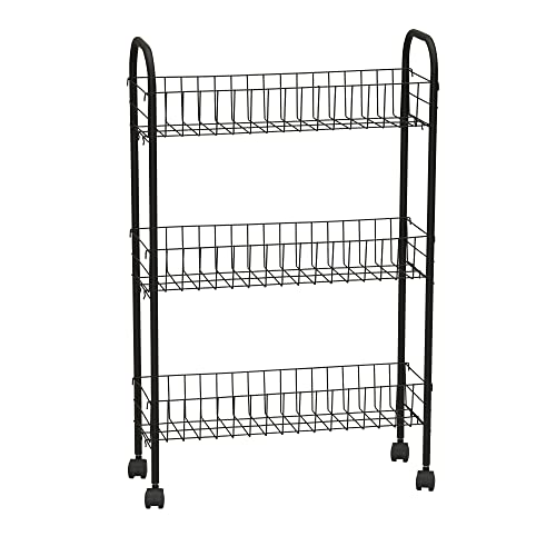 Household Essentials Matte Black Slim, 3 Shelf Storage Cart with Wheels - style: 7" Black - Basic