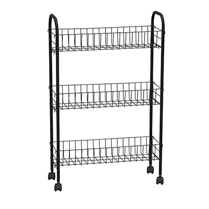 Household Essentials Matte Black Slim, 3 Shelf Storage Cart with Wheels - style: 7" Black - Basic