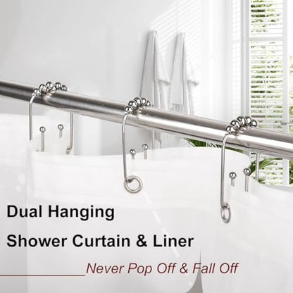 Resze U Shaped Shower Curtain Hooks Rings,12 Pcs Durable Rust Resistant Metal Shower Hooks, Double Glide Smoothly Anti-Drop Shower Rings for Shower Curtain Rod, Nickel - color: Nickel