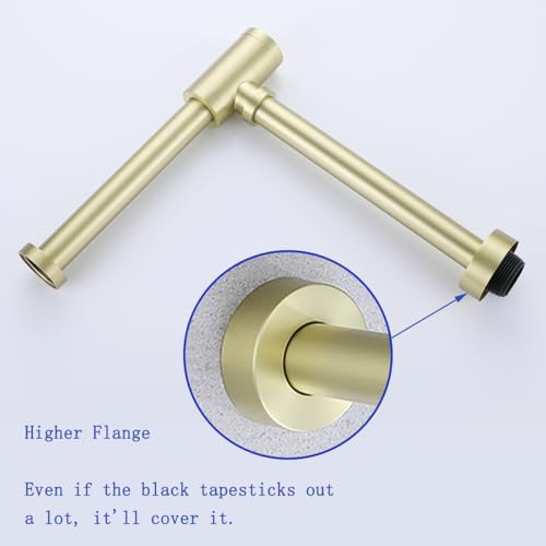 Bottle P Trap Brushed Gold 1 1/4 with 11.81 inch Slip Joint Extension Tube For Basin Sink Waste Drain Solid Brass P Trap Kit,SW-83888BG-L. - color: T03-Brushed Gold
