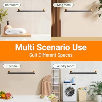 Miyili 30-Inch Bathroom Double Towel Bar SUS 304 Stainless Steel Bath Towel Rack Holder Wall Mount Black & Gold, A01BG75B - color: Black & Gold, size: 30-Inch