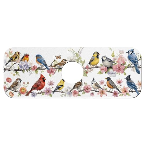 Faucet Fast Absorbent Pad - Songbirds On Branch Multi , Suitable For Kitchen, Bathroom, Island And Other Scenes - color: Songbirds on Branch Multi