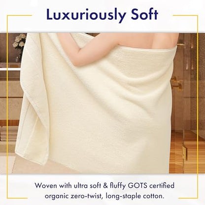100% Organic Zero-Twist Cotton Towels - GOTS Certified Luxury Bath Towels - Ultra Soft & Plush 700GSM Long-Staple Cotton - 6 Piece Towel Set (Papyrus) - color: Papyrus, size: 6pc Towel Set