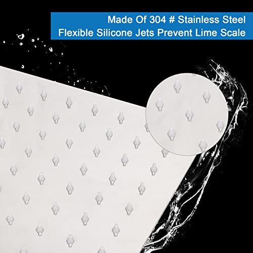 Shower Head with Extension Arm, High Pressure Square with ShowerArm, Stainless Steel Rainfall -Waterfall Full Body Coverage (10'' Shower with 16'' Arm, Chrome) - color: Chrome, size: 10'' Shower with 16'' Arm
