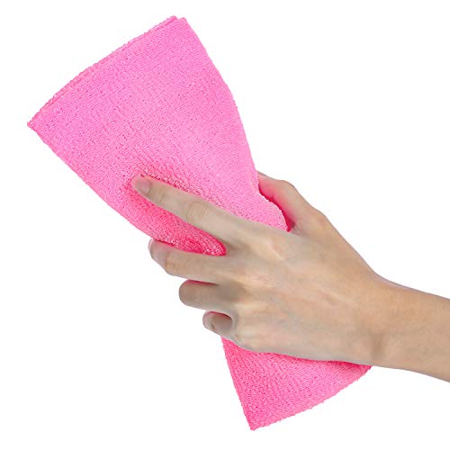 Boao 4 Pieces Exfoliating Washcloth Towel Japanese Washcloth African Sponge Skin Bath Wash Towel Korean Loofah Bath Cloth Shower for Body 35 Inches (Multicolor)