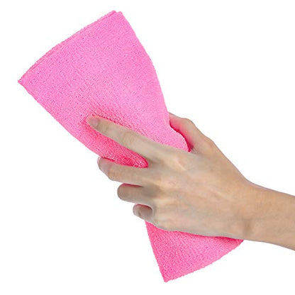 Boao 4 Pieces Exfoliating Washcloth Towel Japanese Washcloth African Sponge Skin Bath Wash Towel Korean Loofah Bath Cloth Shower for Body 35 Inches (Multicolor)