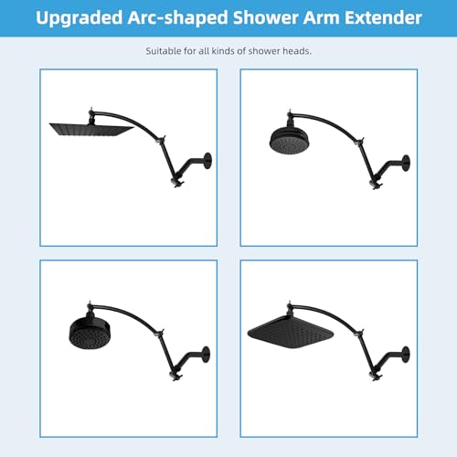 Hibbent All Metal 16'' Shower Head Extension Arm, Oil Rubbed Bronze | Solid Brass Adjustable Shower Arm with Lock Joint, Flexible Height & Angle, Universal Connection Shower Head Extender - color: Oil Rubbed Bronze, size: 16 Inch