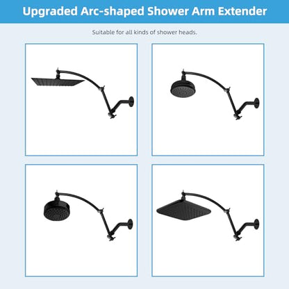Hibbent All Metal 16'' Shower Head Extension Arm, Oil Rubbed Bronze | Solid Brass Adjustable Shower Arm with Lock Joint, Flexible Height & Angle, Universal Connection Shower Head Extender - color: Oil Rubbed Bronze, size: 16 Inch